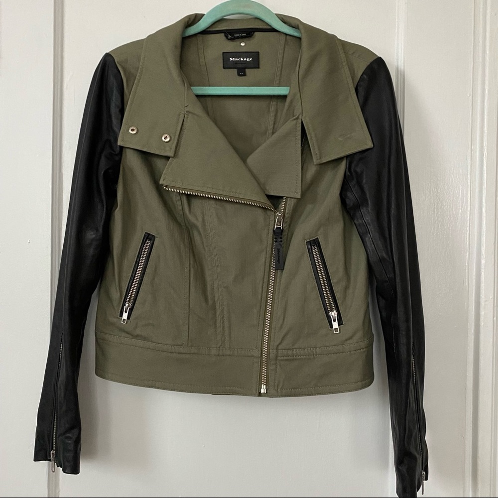 Authentic Mackage leather sleeve moto jackets